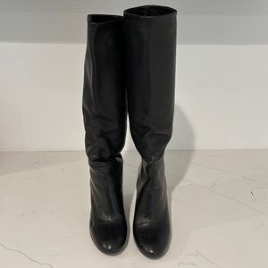 Charles Davis Black Leather knee high boots